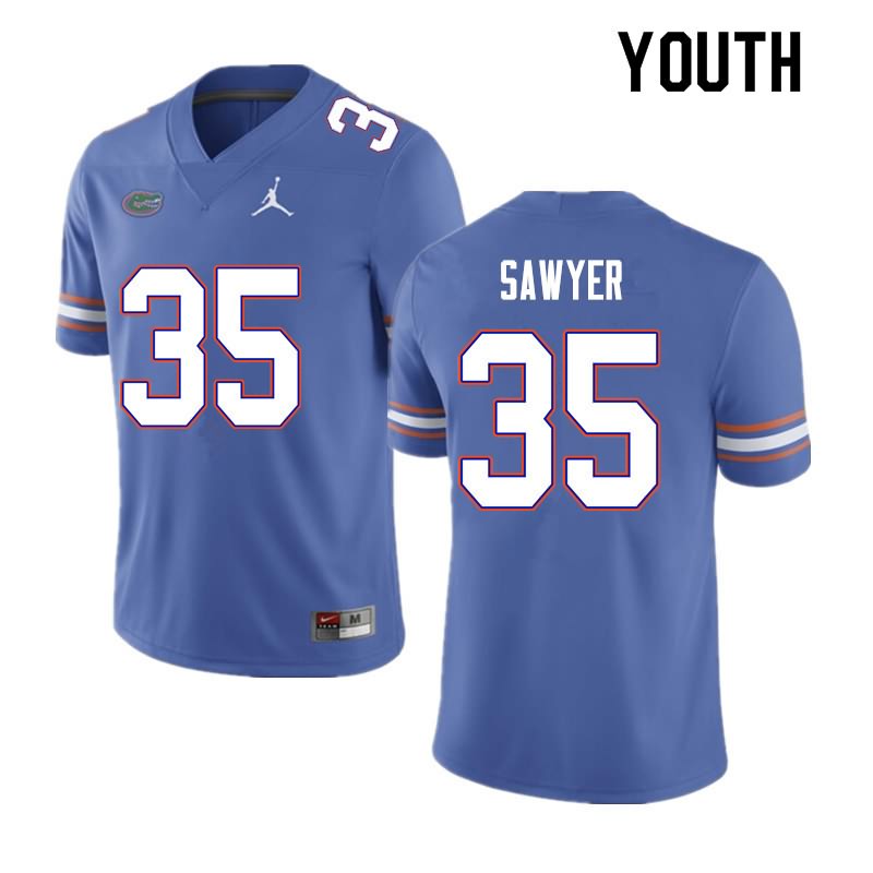 NCAA Florida Gators William Sawyer Youth #35 Nike Blue Stitched Authentic College Football Jersey JRN1664WM